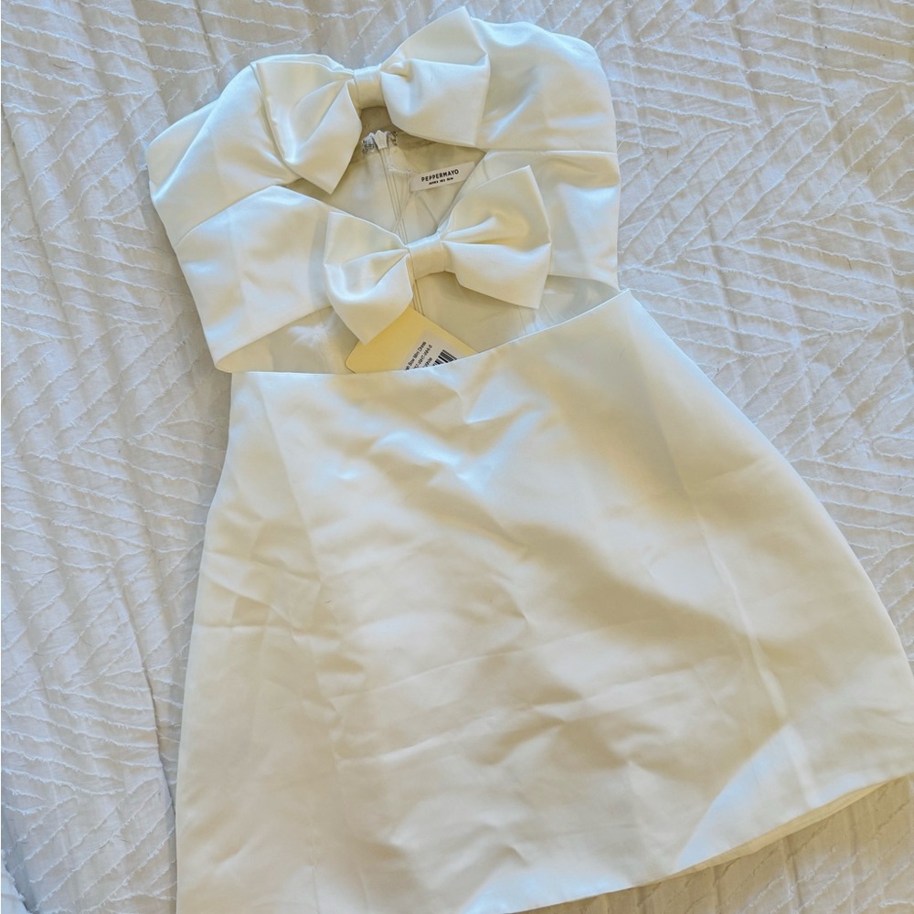 NWT Peppermayo ‘Girl Crush’ bow mini dress WHITE